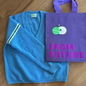 From Future Responsible Cashmere Varsity V-Neck Sweater, NWOT - Size M